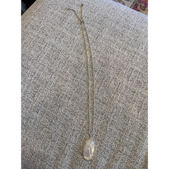 Kendra Scott Long Gold Rae Necklace Adjustable Chain Ivory Mother Of Pearl - Picture 8 of 8